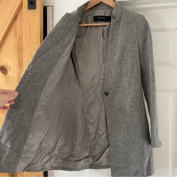 Grey Zara Lambswool Peacoat - Picture 4 of 9